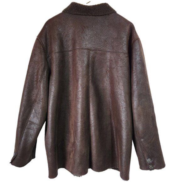 Calvin Klein Coat Mens Size XL Brown Button Up Polyester Faux Sherpa Lining - Picture 2 of 10